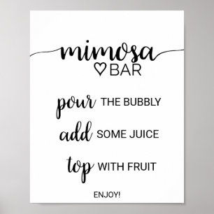 Poster Sinal preto simples do bar do Mimosa da caligrafia