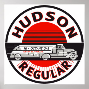 Poster Sinal regular da gasolina de Hudson do vintage