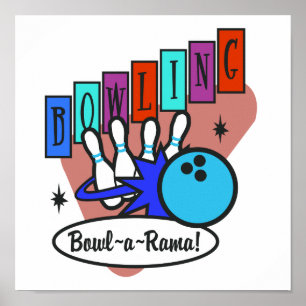 Pôster sinal retro bowl-a-rama