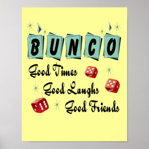 Poster Sinal retro de Bunco - bons tempo, risos e amigos