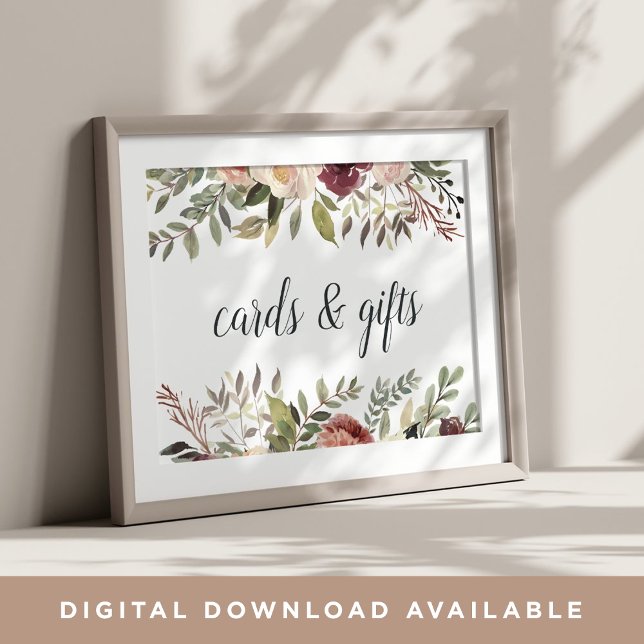 Poster Sinal Rustic Bloom Wedds Cards & Gifts (Criador carregado)