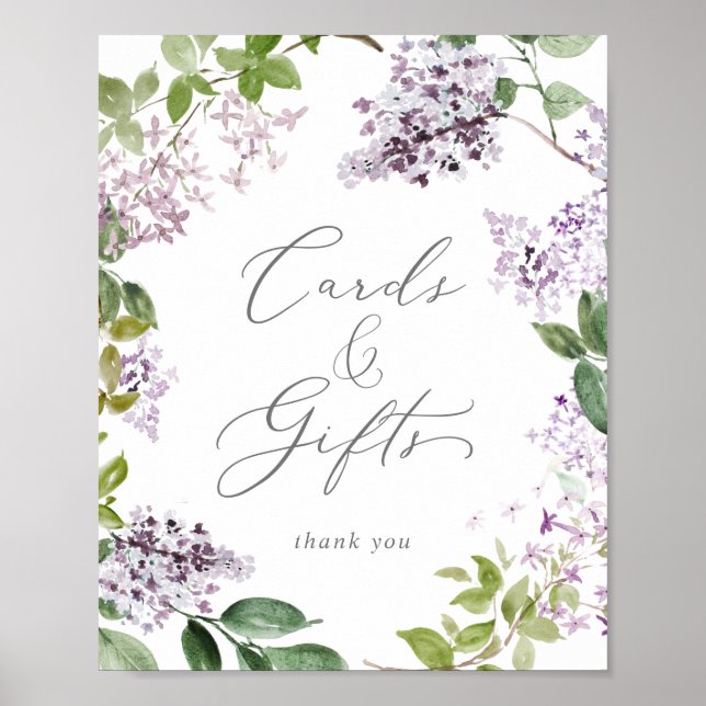 Poster Sinal Rustic Lilac Cards and Gifts (Frente)