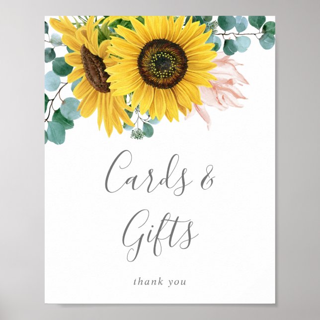 Poster Sinal Rustic Sunflower Eucalyptus Cards and Gifs (Frente)