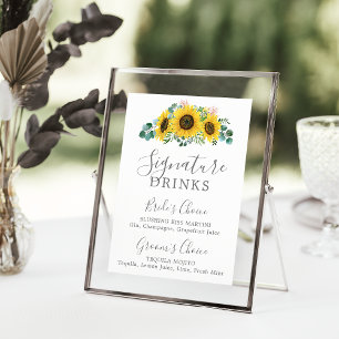 Poster Sinal Rustic Sunflower Eucalyptus Signature Beba