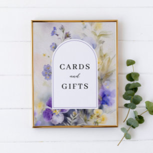 Poster Sinal Rustic Watercolor Violets Cards & Gifts