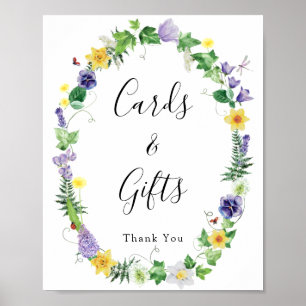 Poster Sinal Rustic Wildflower Cards Sinal de Presente