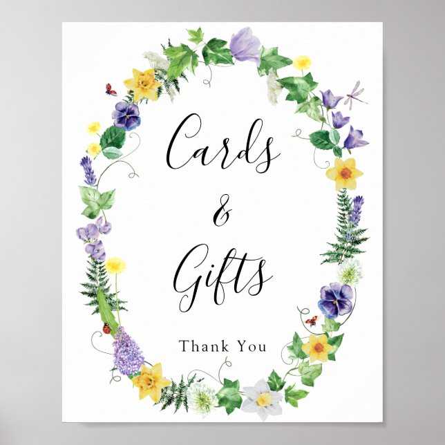 Poster Sinal Rustic Wildflower Cards Sinal de Presente (Frente)