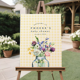 Poster Sinal Rustic Wildflower Mason Jar Chá de fraldas