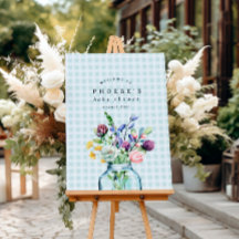 Sinal Rustic Wildflower Mason Jar Chá de fraldas