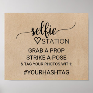 Poster Sinal simples da estação de Selfie da caligrafia