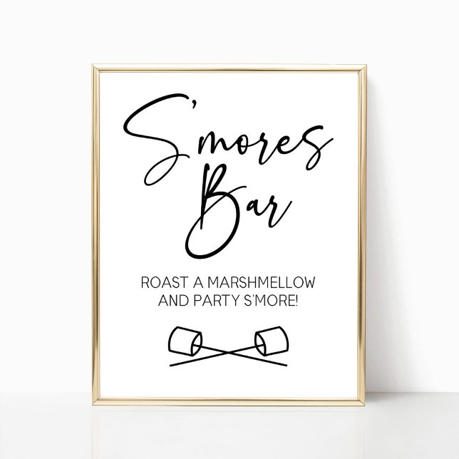 Poster Sinal S'Mores Bar Marshmallow Vamos Party S'More (Criador carregado)