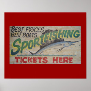 Pôster Sinal sportfishing velho