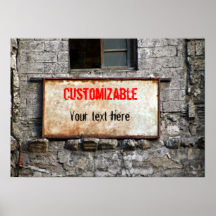 Poster Sinal sujo velho na construção abandonada