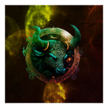 Sinal taurus zodiac azul em cores cósmicas galáxia