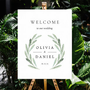 Poster Sinal verde do casamento da boa vinda da grinalda