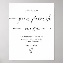 Poster Sinal Verso Favorito da Bíblia de Casamento Modern