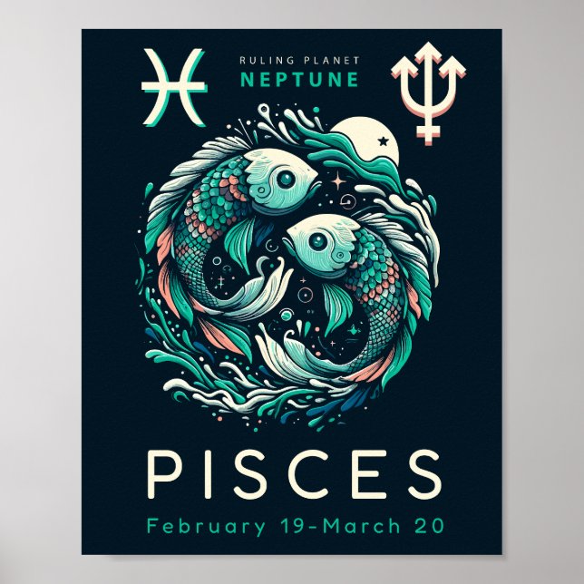 Poster Sinal Zodiac - Peixes (Frente)