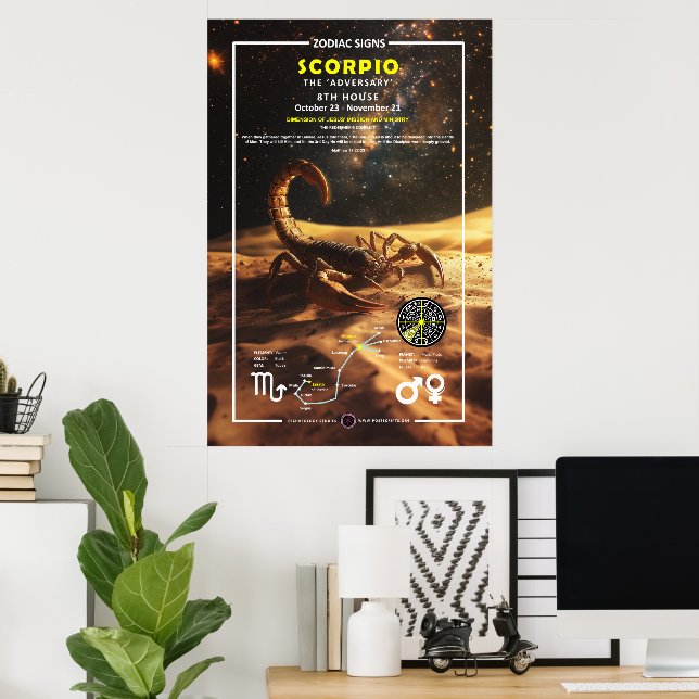 Poster Sinal Zodíaco de Escorpião (Escritório em casa)