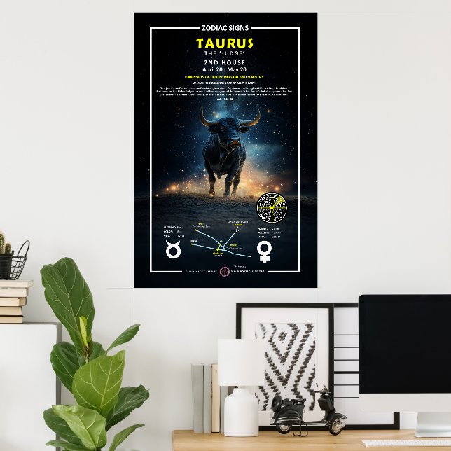 Poster Sinal Zodíaco de Taurus (Escritório em casa)