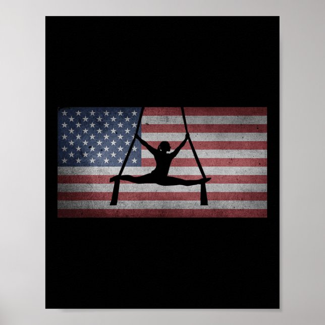 Poster Sinalização da Bandeira Americana Ginástica Seda A (Frente)