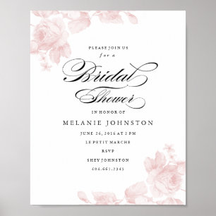 Poster Sinalização de casamento floral da Vintage