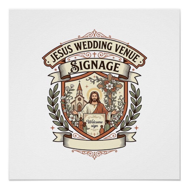 Pôster Sinalização de Local de Casamento de Jesus Sinal d (Frente)