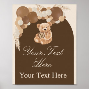 Poster Sinalização de Urso de Pelúcia Pampas Marrom Neutr