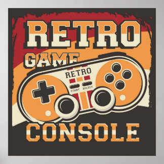 Poster Sinalização do Console do Jogo de Vídeo Retroativo