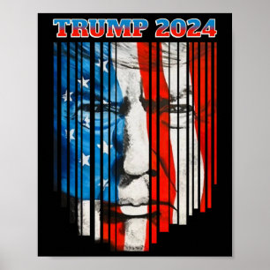 Poster Sinalizador Americano Face Trump Vintage Donald Tr
