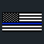 Pôster Sinalizador Americano Thin Blue Line<br><div class="desc">Estilo de linha azul fina bandeira americana. Uma bandeira negra branca e azul-cobalto americana simbólica da aplicação da lei.</div>