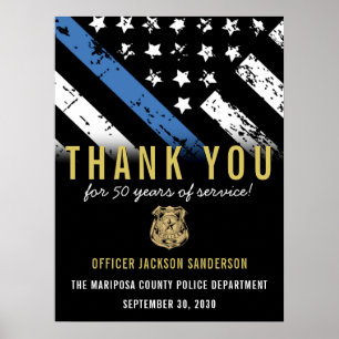 Poster Sinalizador da Linha Azul do Aniversário da Políci