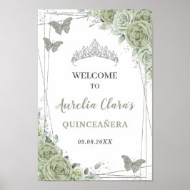 Poster Sinalizador de Boas-vindas do Quinceañera Sage Gre