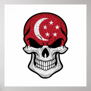 Poster Sinalizador de Caveira Sorridente de Singapura