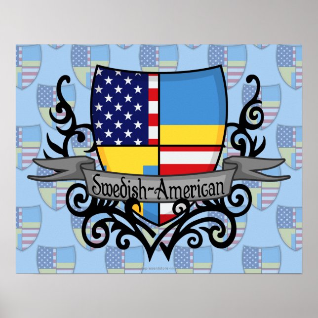 Poster Sinalizador de escudo sueco-americano (Frente)