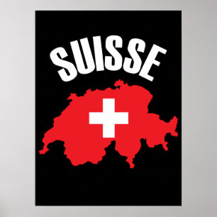 Poster Sinalizador de Mapa de Suiça do Suisse