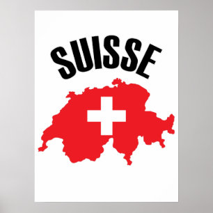 Poster Sinalizador de Mapa de Suiça do Suisse