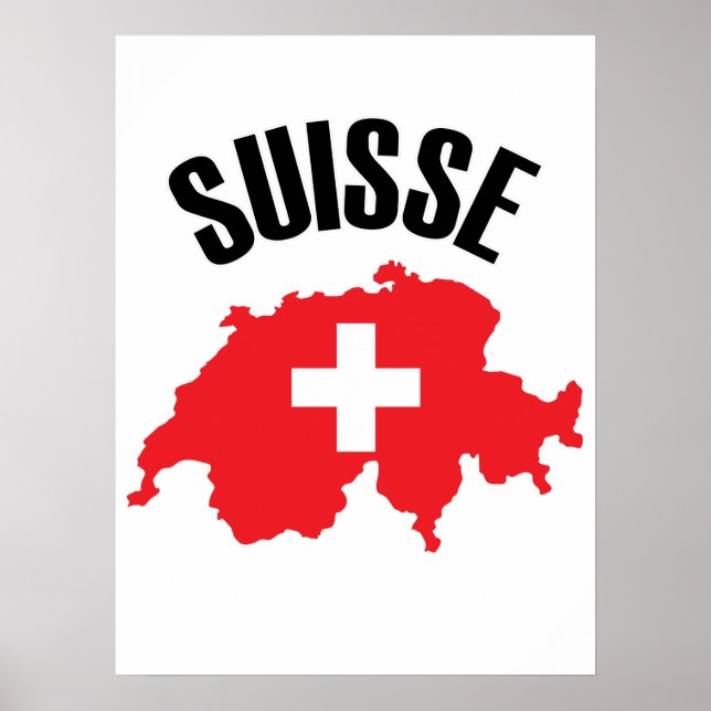 Poster Sinalizador de Mapa de Suiça do Suisse (Frente)