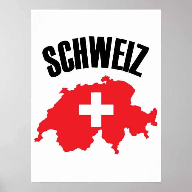 Poster Sinalizador de Mapa de Suiça Schweiz (Frente)