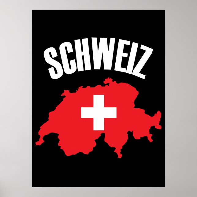 Poster Sinalizador de Mapa de Suiça Schweiz (Frente)