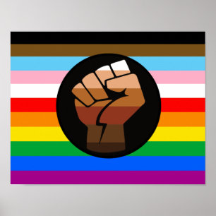 Poster Sinalizador de Orgulho POC de Progresso LGBTQ+