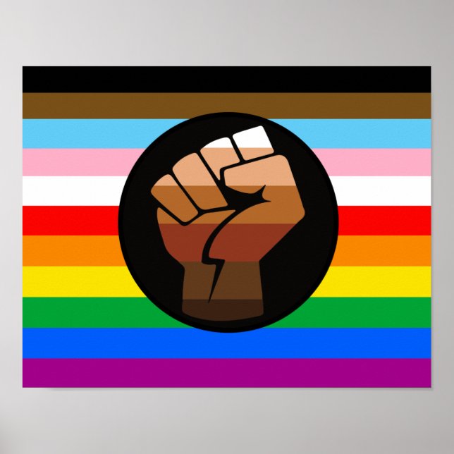 Poster Sinalizador de Orgulho POC de Progresso LGBTQ+ (Frente)