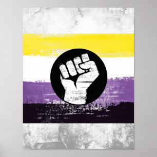 Poster Sinalizador de Protesto Pintado Não-Binário