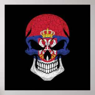 Poster Sinalizador do crânio de sorriso da Sérvia