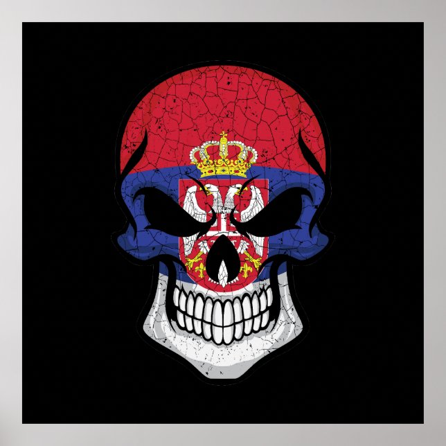 Poster Sinalizador do crânio de sorriso da Sérvia (Frente)