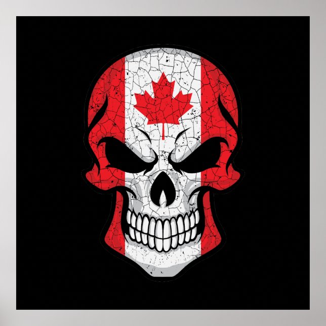 Poster Sinalizador do crânio do Canadá sorridente (Frente)