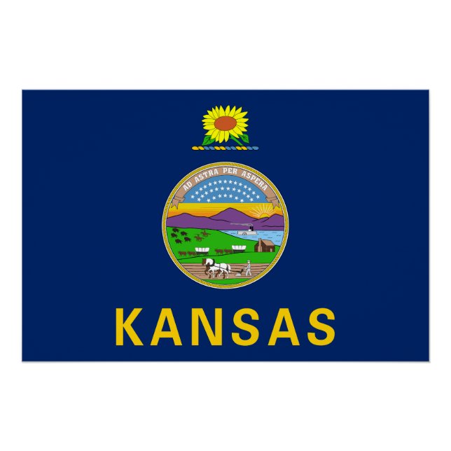 Pôster Sinalizador do Estado do Kansas (Frente)