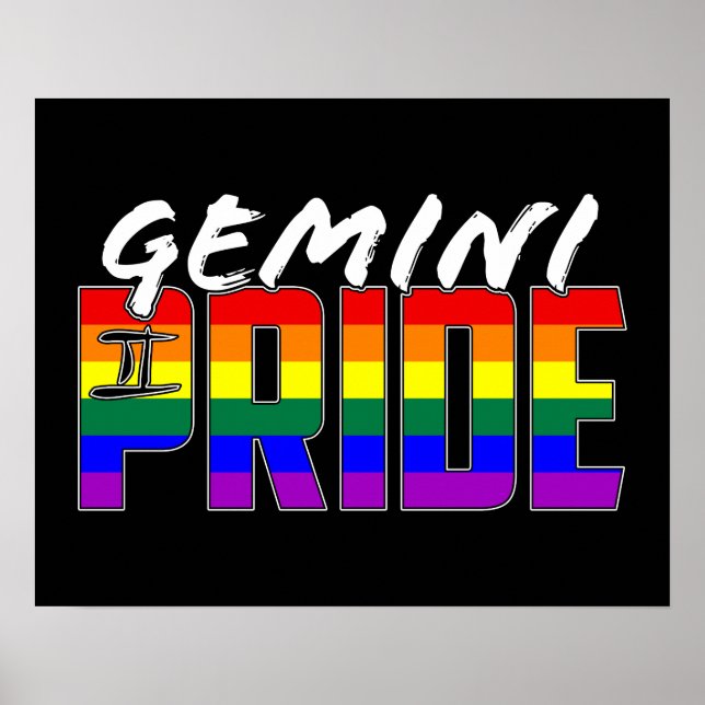Poster Sinalizador do Orgulho Gemini LGBT - Símbolo Zodia (Frente)