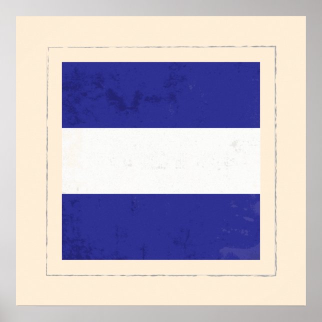 Pôster Sinalizador do sinal "J" em letras náuticas (Frente)