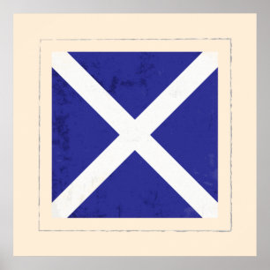 Poster Sinalizador do sinal "M" em letras náuticas