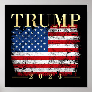 Poster Sinalizador Dourado Elegante Trump 2020